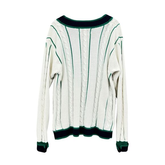 Vintage Heirlooms Dependables Unisex White Cable Knit Nautical Cardigan Sweater - Picture 8 of 9